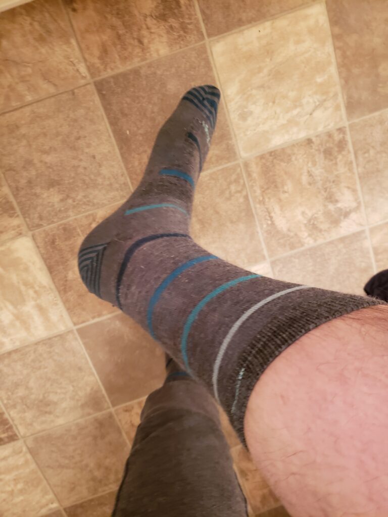 New high calf grey with stripes Darn Tough Socks